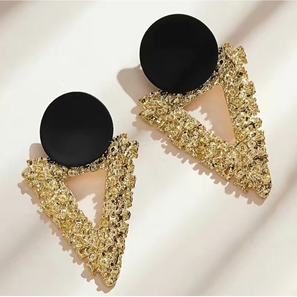 "Moon of my life, My sun and stars" Golden Geometric Drop Dangle Earrings